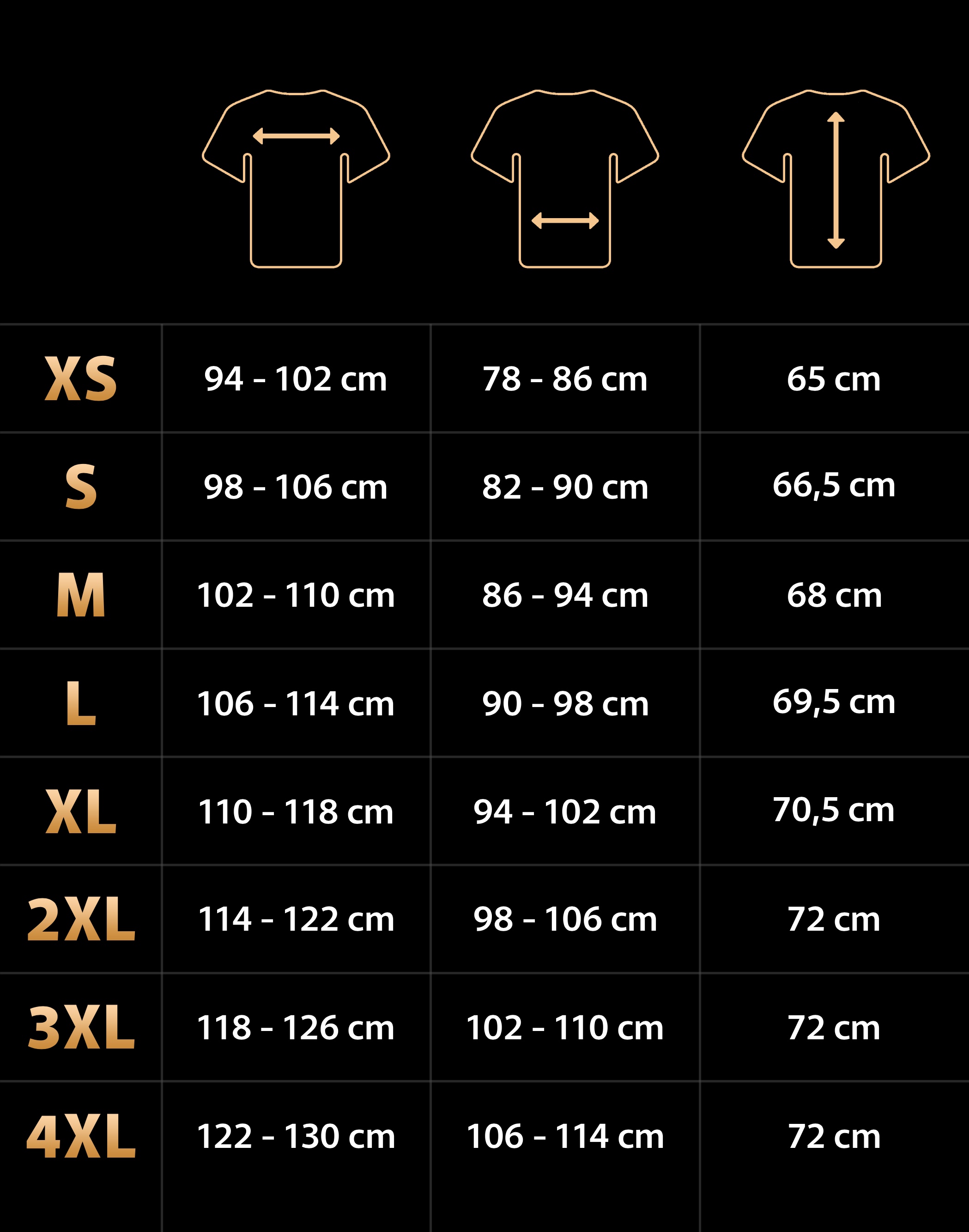 KARMA - tabulka rozmeru